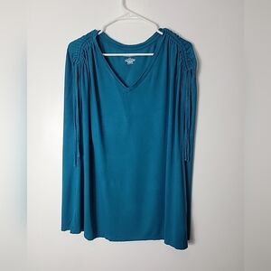 Lane Bryant Women's Green W/ Bow Accent Cap Sleeve T-Shirt, 18/20